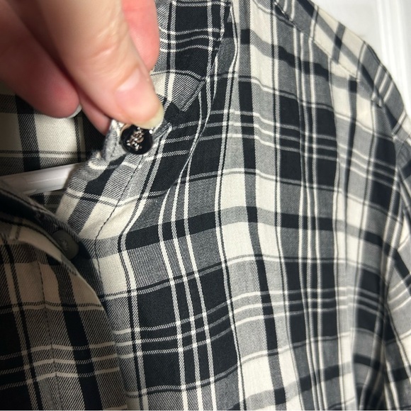 LAUREN RALPH LAUREN LRLPlaid Button Down Shirt Black White Bell Sleeve Large - Picture 6 of 12